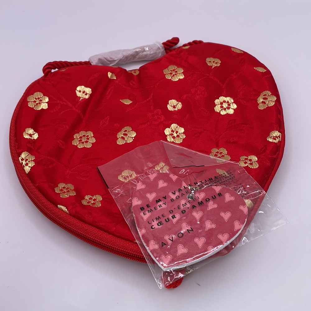 Vintage Avon Valentine’s Heart Mini Bag with key chain Nail File